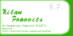milan popovits business card